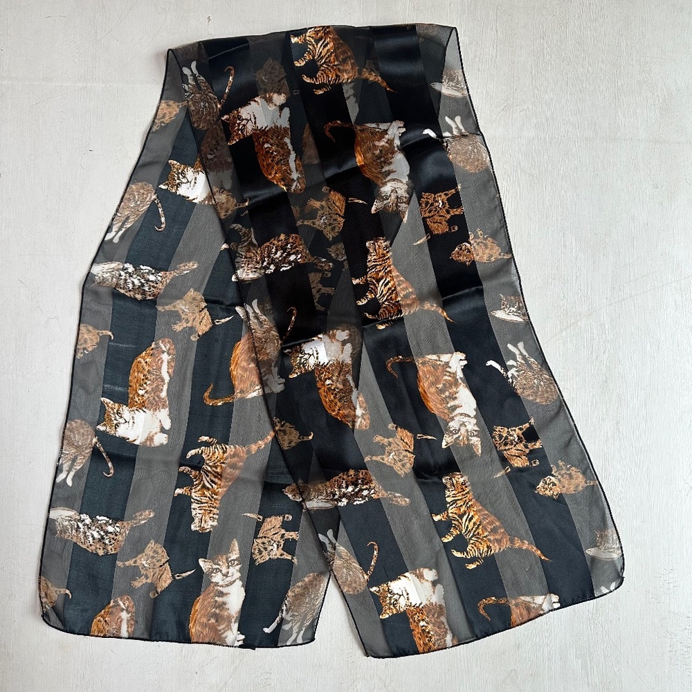 Vintage Orange Cat Novelty Print Scarf - Picture 1 of 3
